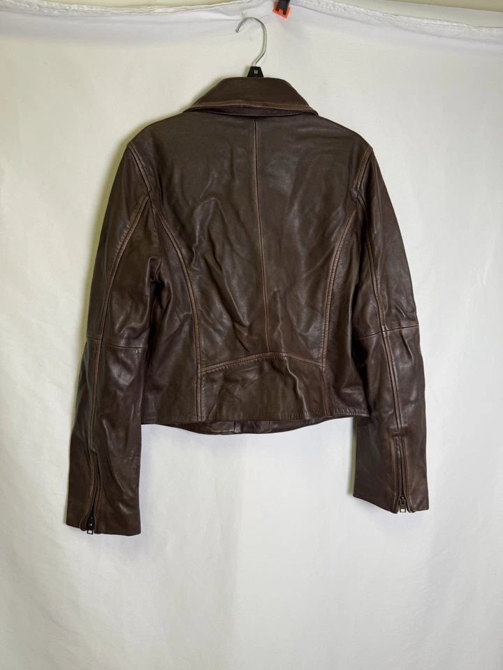 Lucky Brand Classic Leather Moto Jacket 100% Lambskin Leather dk brown sz S - Image 2 of 4
