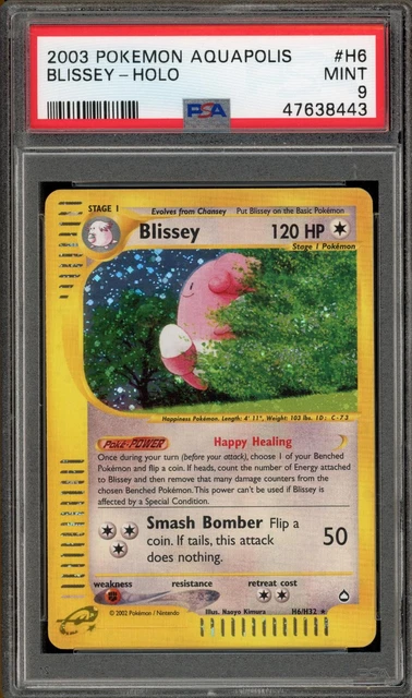 Pokemon Blissey Holo Aquapolis H6 PSA 9 Mint