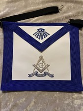 White Blue Trim Masonic Square Compass Apron Freemason Embroidered NEW 
