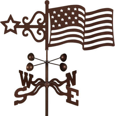 EZ Vane Steel USA Flag Weathervane 21  Height, Includes Metal Roof Mount, Wind C