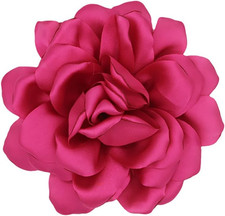 Dainty Satin Rose Brooch with Silk Camellia Flower for Women - Large Lapel Pin,