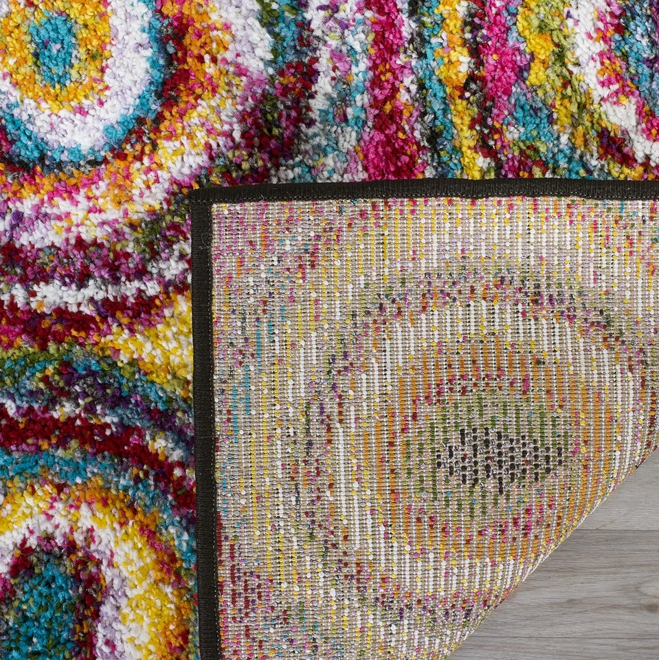 Fiesta Shag Collection Runner Rug - 2'3" x 8', Multi, Modern Circles Abstract... - Image 4 of 4