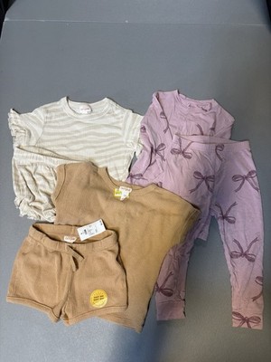 Target Baby Girl Size 12 Months 3 2-Piece Set Pajama Bundle New Most With Tags