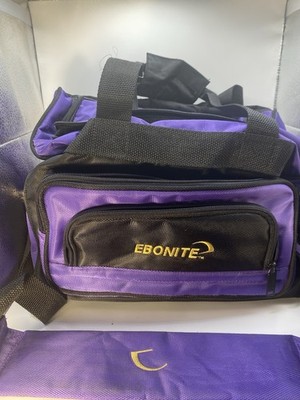 Ebonite Purple Black Bowling Ball Bag Single Tote Carry Case w/ Strap Pockets