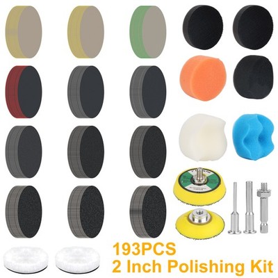 193x 2'' Hook & Loop Sanding Discs 60-10000 Grit Wet/Dry Sandpaper for Metal Wood