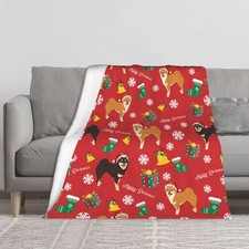 Christmas Dog Soft Throw Blanket Flannel Fleece Blankets Warm Cozy Lightweigh...