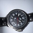 JF Men's Quartz Analog Watch 100m Black Arabic Dial Black Leather Strap 45mm — photo 4