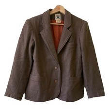 Summit Petites Wool Blend Brown Blazer Women's 4P Single-Breasted Notch Lapel