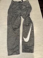 Boys Nike Dri-Fit Athletic Pants Gray With White Logo Size Large