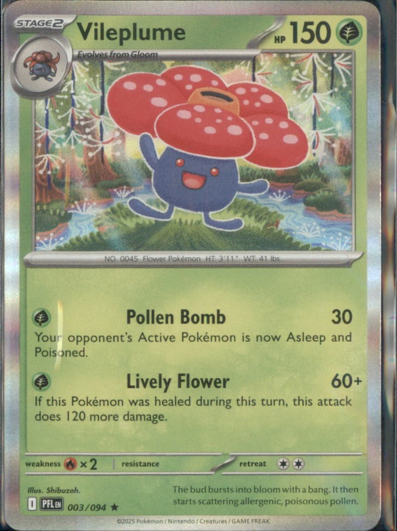 Vileplume Rare ME02: Phantasmal Flames 003/094 LP