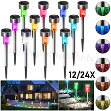 12/24PCS Solar LED Stake Lights Outdoor Garden Patio Lawn Path Lamp Walkway Lamp