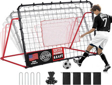 Soccer Rebounder Net, 10 Adjustable Angles 6X4Ft Soccer Kickback Trainer for Pas