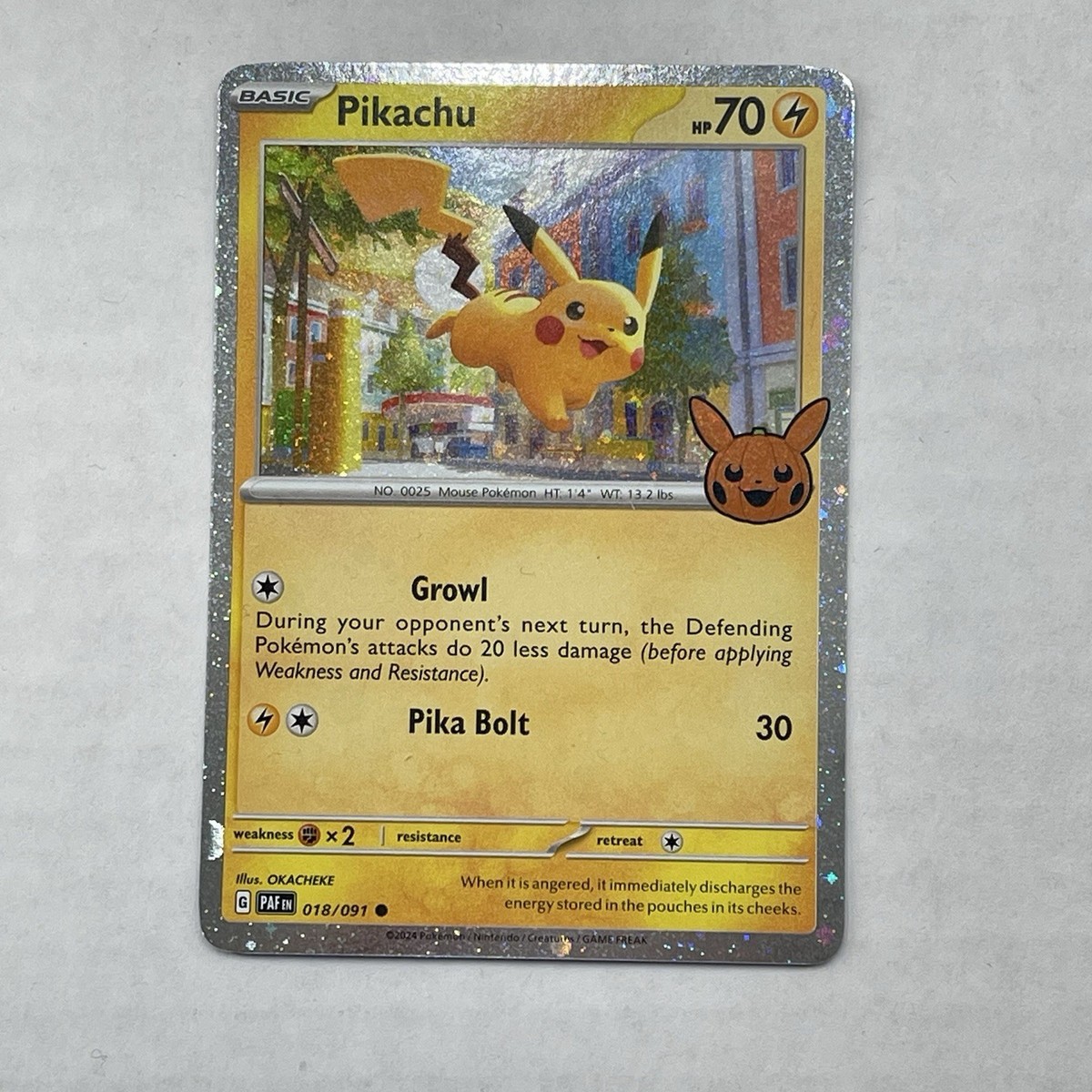 Pokemon Trick or Treat 2024 Pikachu Holo Trading Card 018/091 Pokemon Trick or Treat 2024 Pikachu Holo Trading Card 018/091