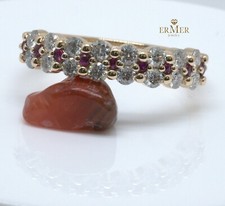 14K Solid Yellow Gold Ring, Band, Natural Gemstones, Handmade