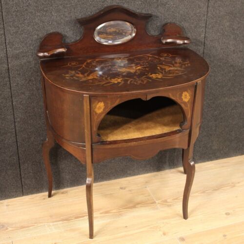 Toilette inglese legno intarsiato mobile tavolo stile antico salotto XX secolo - Foto 1 di 12