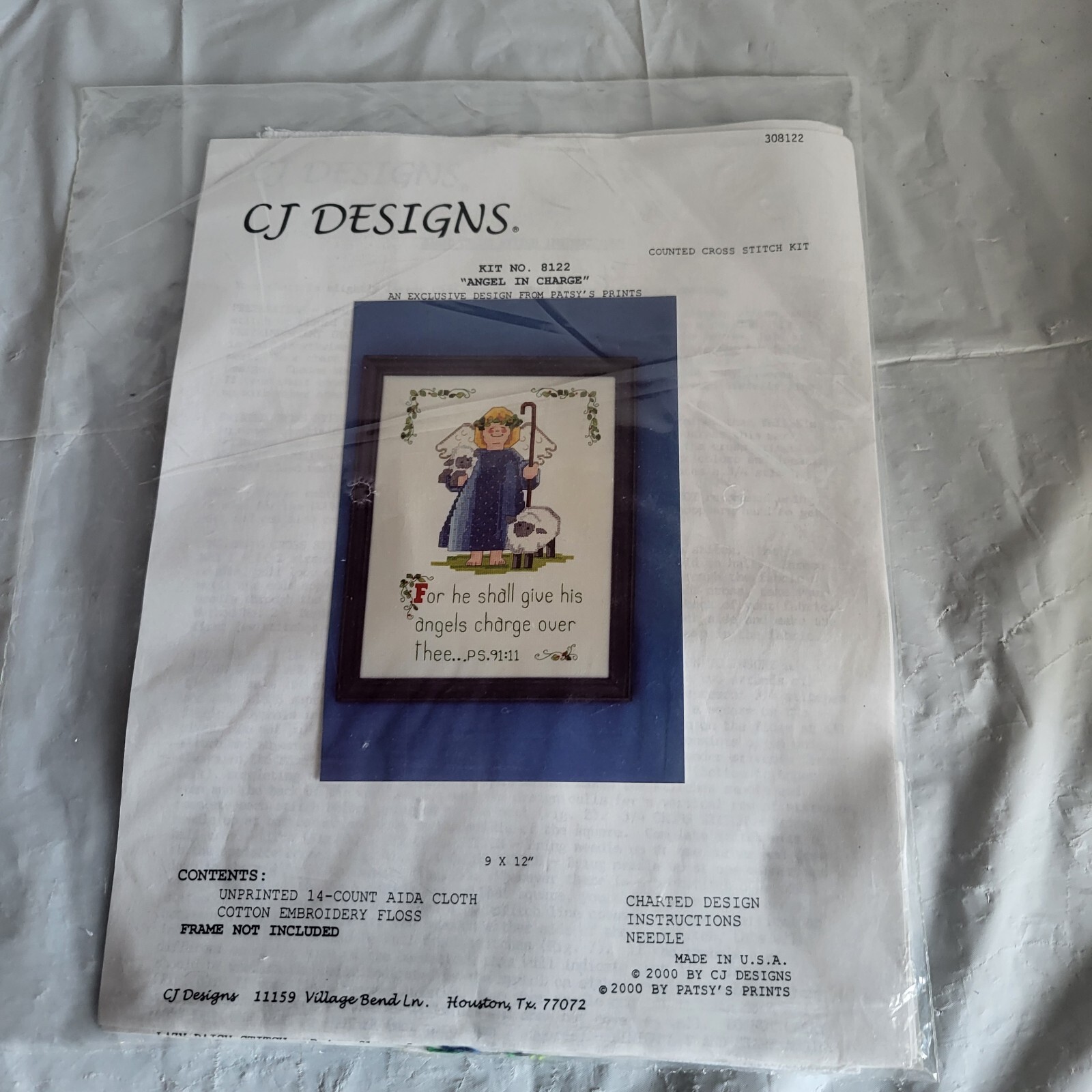 CJ Designs Counted Cross Stitch Kit Angel In Charge 8122 NIP