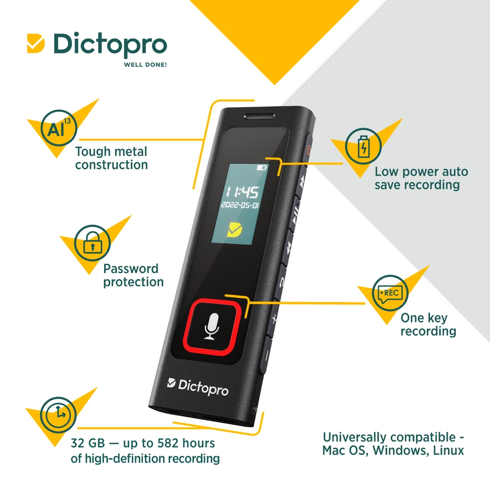 Mini Digital Voice Activated Recorder By Dictopro, 8GB Spy Dictaphone MP3 Player - Image 2 of 4