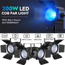 4PCS 200W RGBWA UV Par Lighting COB LED Stage Light DMX Party DJ Disco Show Bar
