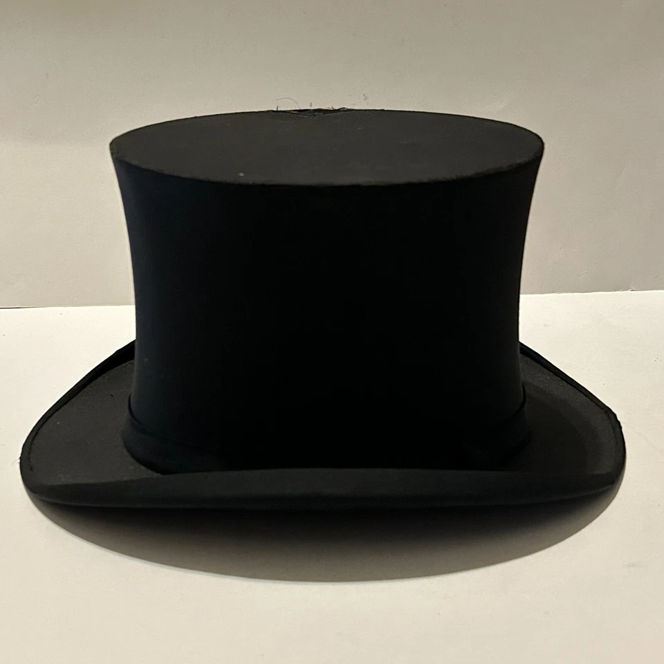 Sombrero de copa victoriano vintage de seda negro Knox New York Davenport IA 6 3/4 pequeño Foto 3 de 4
