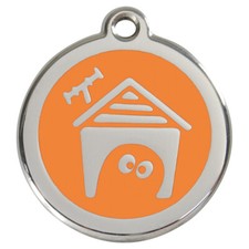 RedDingo Hundemarke mit Gravur Hundeh&uuml;tte orange - personalisierbar S/M/L