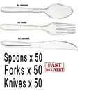 Strong Plastic Cutlery Knives Forks Spoons Reusable Party Clear Free Delivery