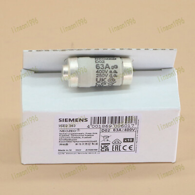 10PC/Box New Siemens 5SE2363 ( 63Amp) 63A 400Vac D02 NEOZED Fuse FAST SHIP