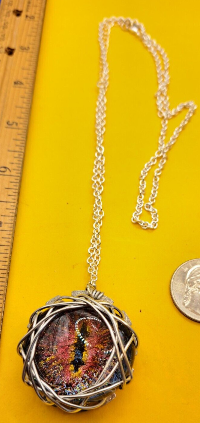 UNIQUE SILVER TONE NESTED  WIRE WRAPPED PENDANT  … - image 6