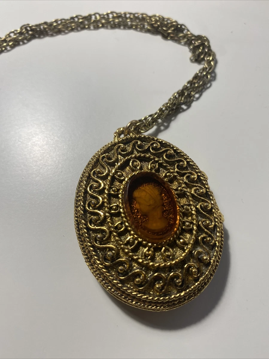 Vintage Corday Golden Amulet Amber Locket With Perfume 1950s eBay