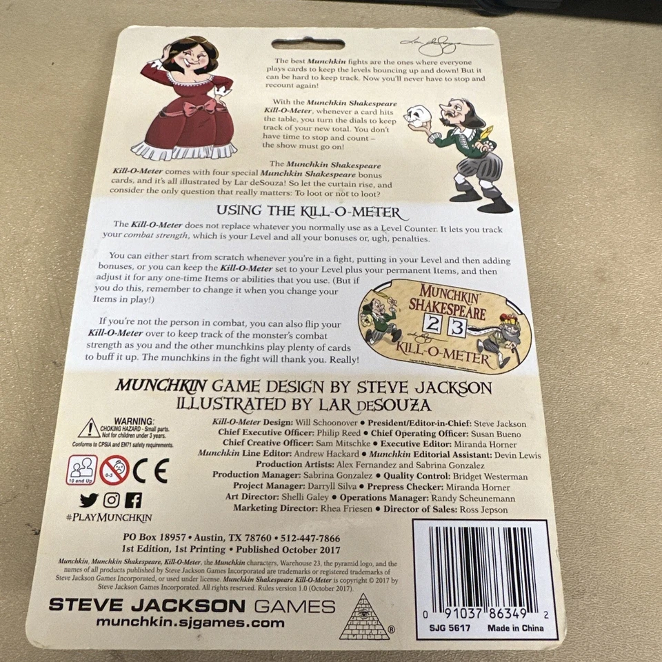 SJG Munchkin Munchkin Shakespeare - Kill-O-Meter 1st Edition 1st Printing! - Image 2 of 2