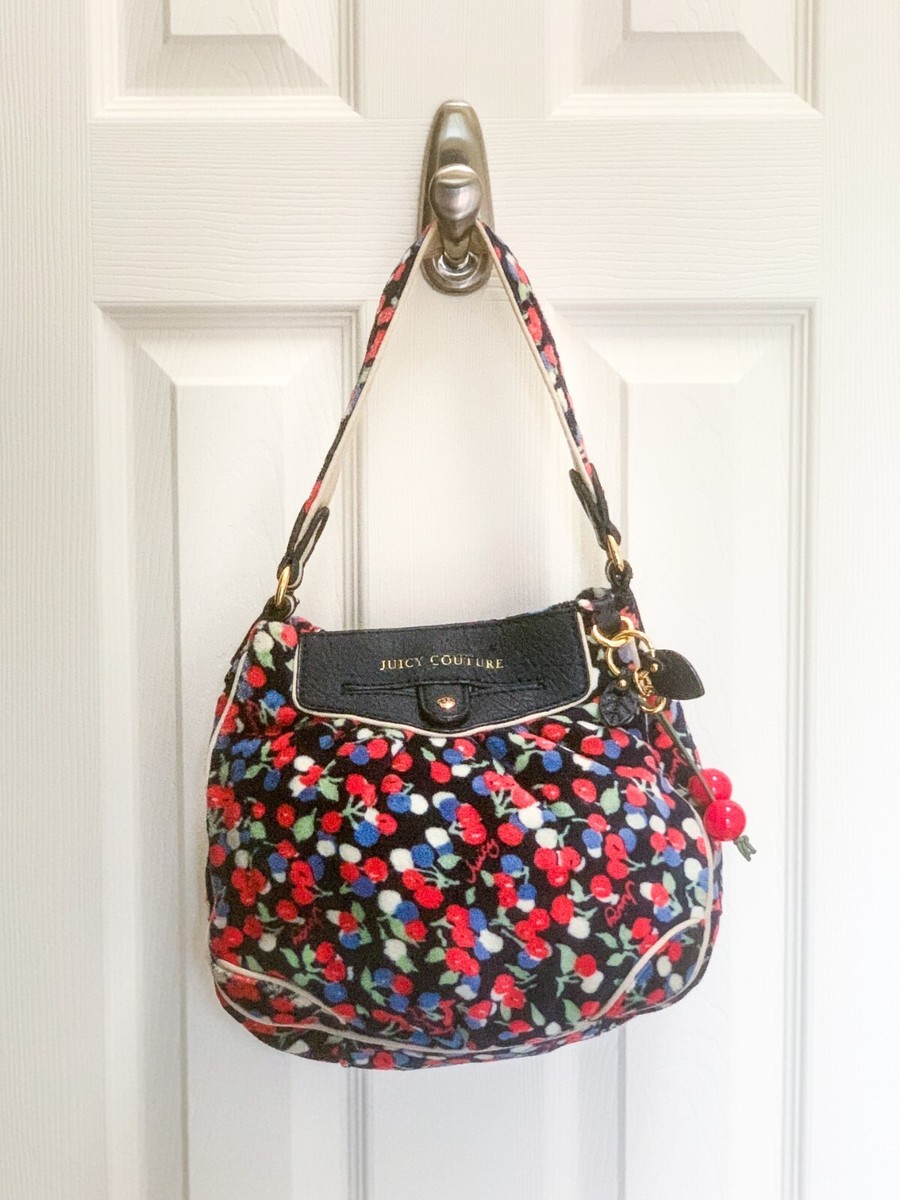 Juicy Couture チェック柄 ハンドバッグ Juicy Couture Velour * RARE * Cherry Pattern Bag | eBay