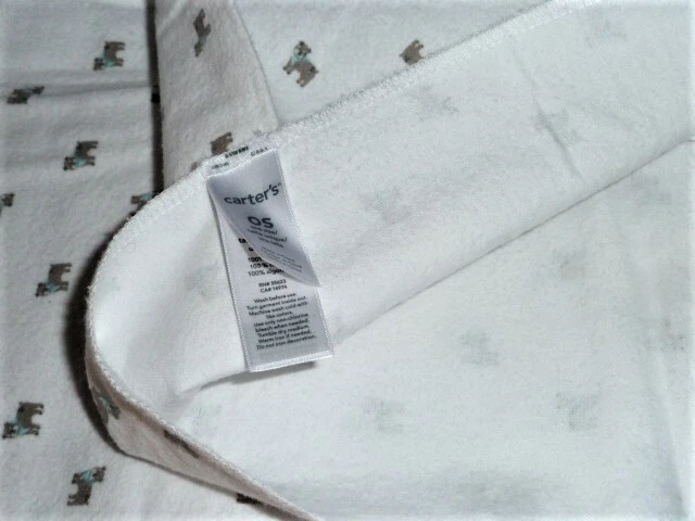 Carters Blanco Gris Tostado Marrón Perro Bulldog Azul Bandana Franela Bebé Manta Niño Foto 3 de 3