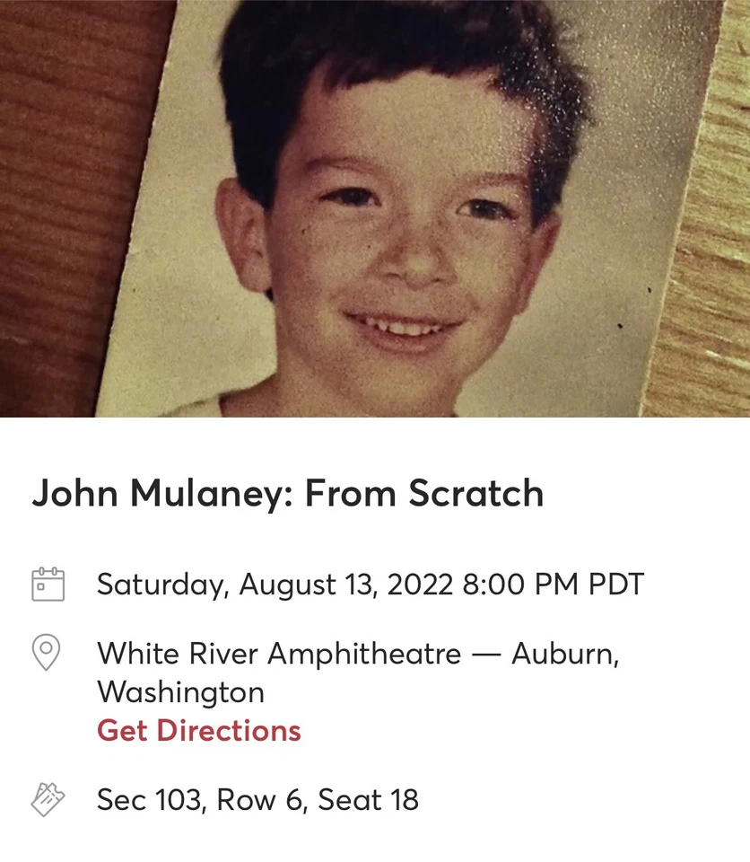 1 Ticket John Mulaney 8/13/22 Seattle - White River Amphitheater From Scratch - Image 4 of 4