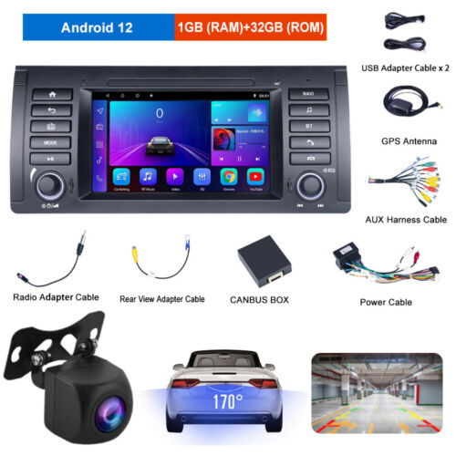 7" Für BMW 5er E39 E53 X5 Android 12 Autoradio GPS NAVI WIFI Carplay BT FM + Cam - Bild 1 von 23