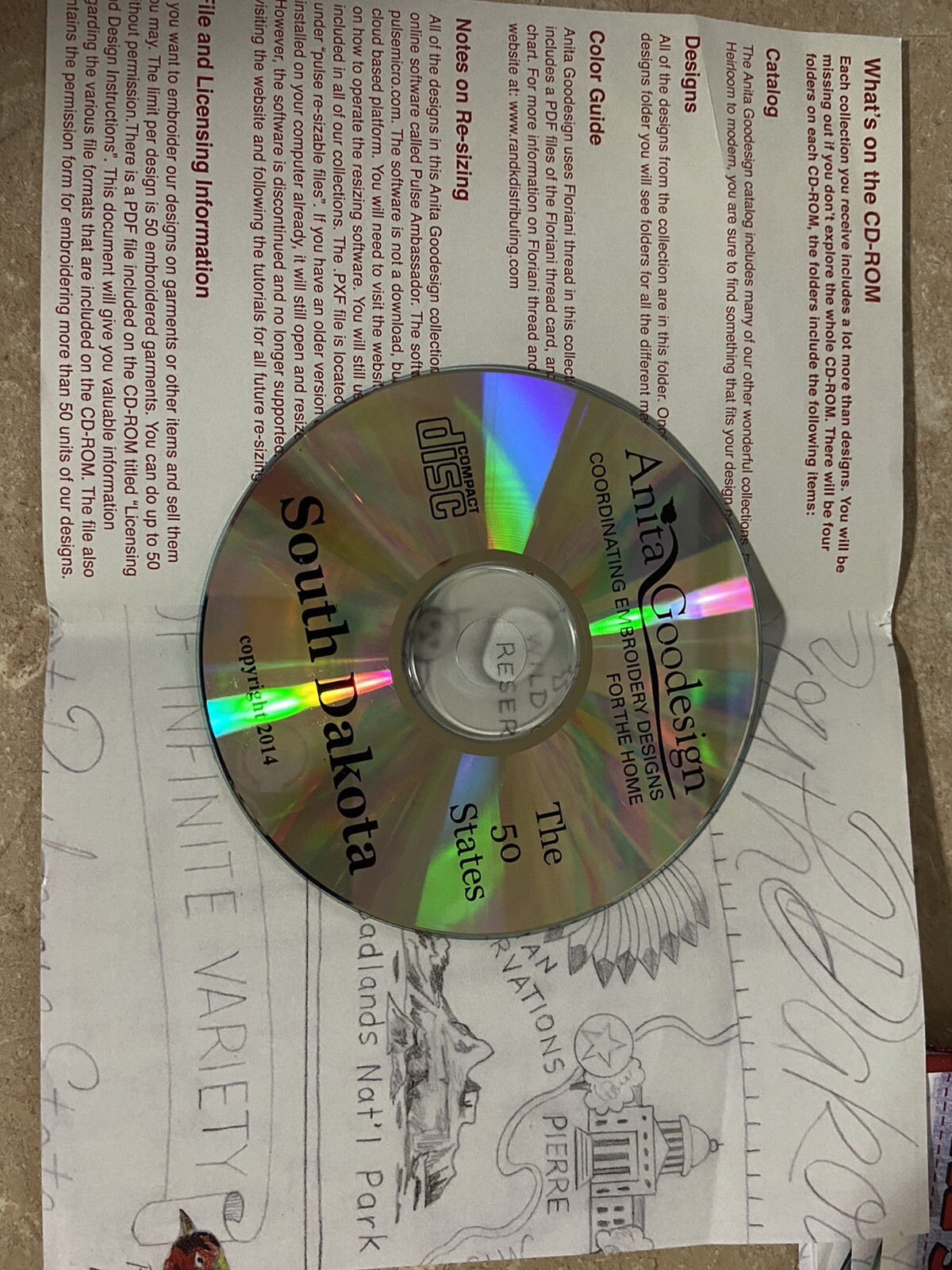 Anita Goodesign South Dakota Machine Embroidery Design CD Only See