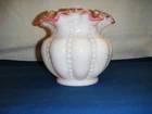 Vintage Fenton White Opalescent Ruffled Vase