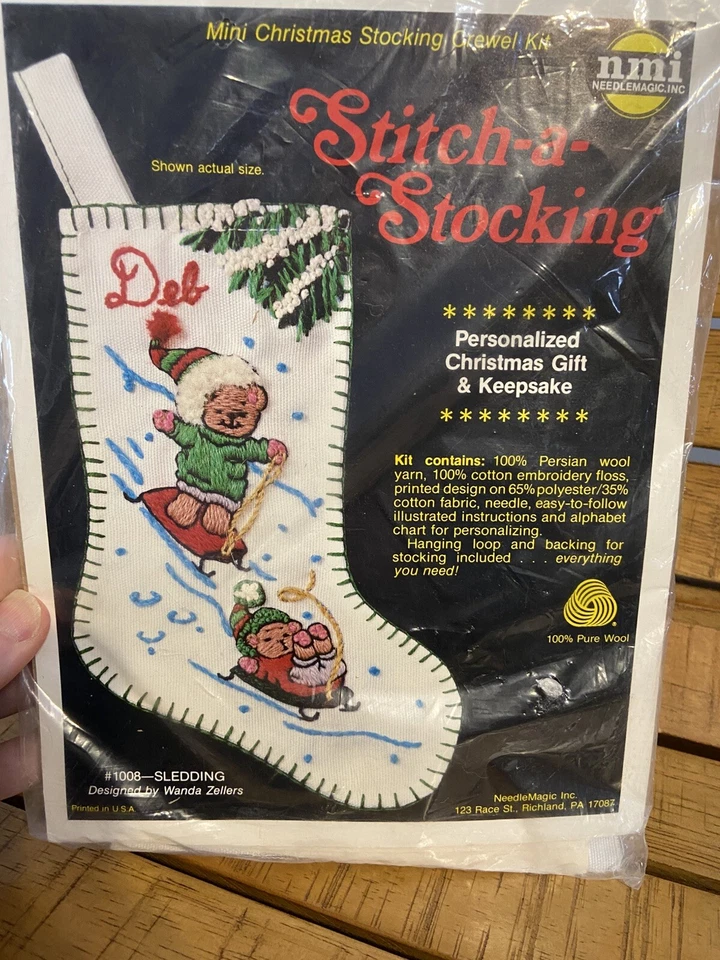 Juego de 2 mini kit de medias de Navidad Nmi Stitch A Stocking Crewel Foto 2 de 4