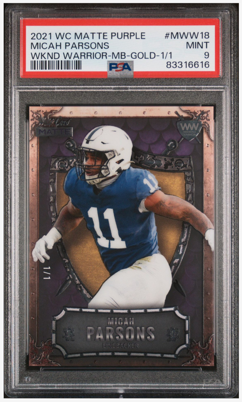 Micah Parsons Wild Card Matte Purple Weekend Warrior #MWW18 Mega Box-Gold-1/1