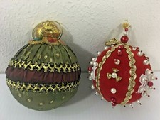 Handmade Embellished Christmas Ornament Balls Lot Holiday Decor Beaded Trim