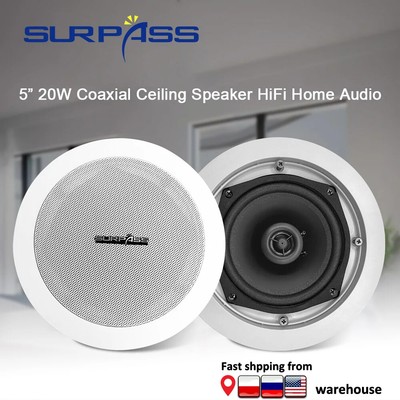 20W 5-Inch Coaxial Ceiling Speaker - Passive HiFi Loudspeaker for Home & Kitchen
