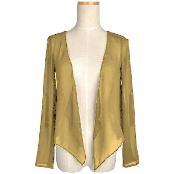 Шифон жакет кардиган рукав открытый передний верхний чистый короткие женщин вечеринки износ C49 - Изображение 2 из 4