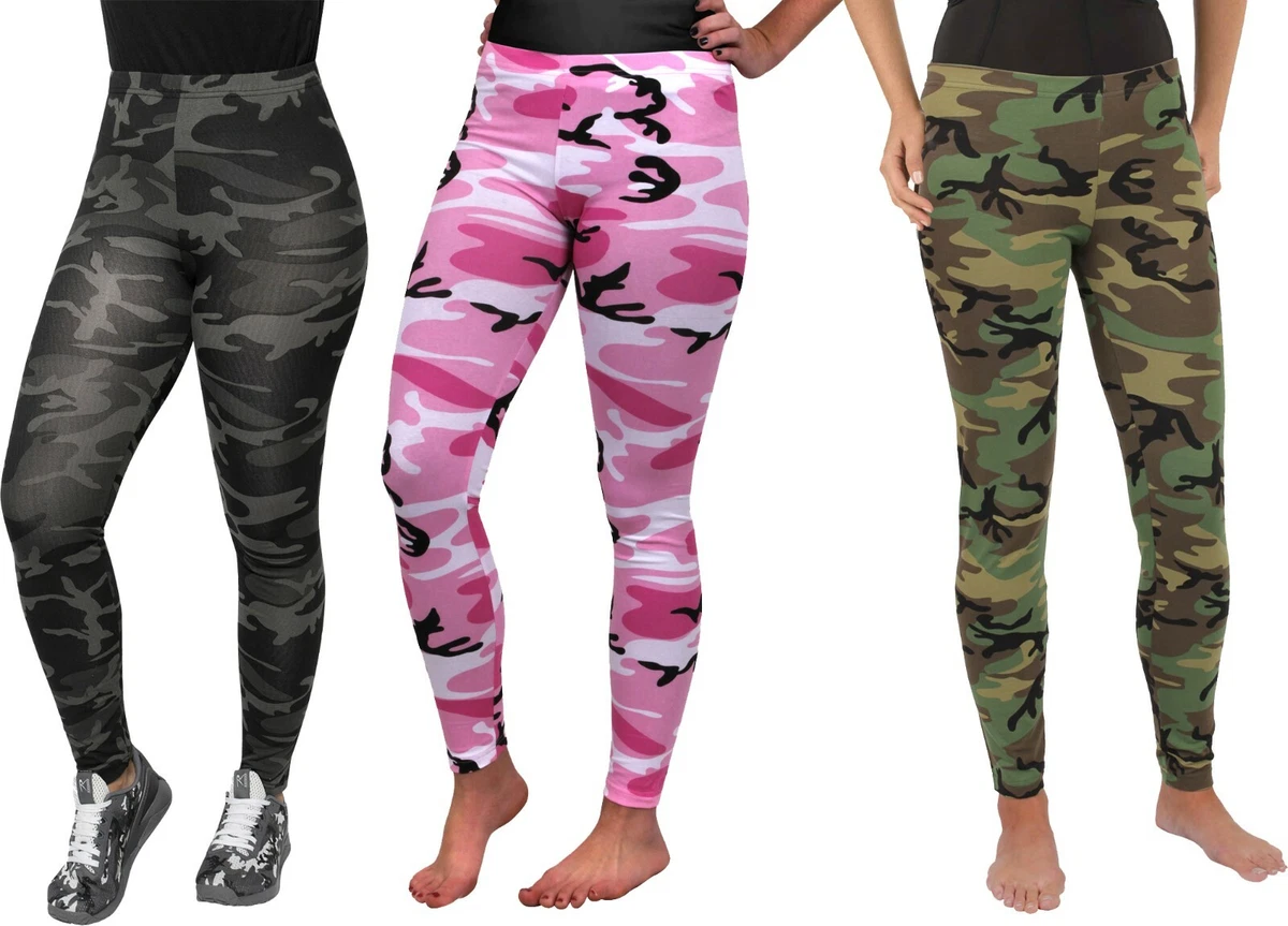 Womens Camo Leggings Stretchy Body Full Shaper Army Spandex Thin