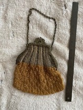 Antique Art Deco Beaded Purse Beautiful Yellow Gray