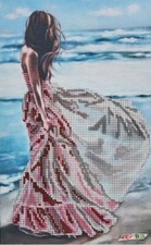 Bead Embroidery Kit DIY Craft Kit Stamped Bead Needlepoint Beaded Girl d2418