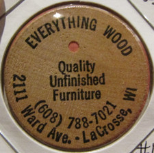 Vintage Everything Wood LaCrosse, WI Wooden Nickel - #1 Token Wisconsin