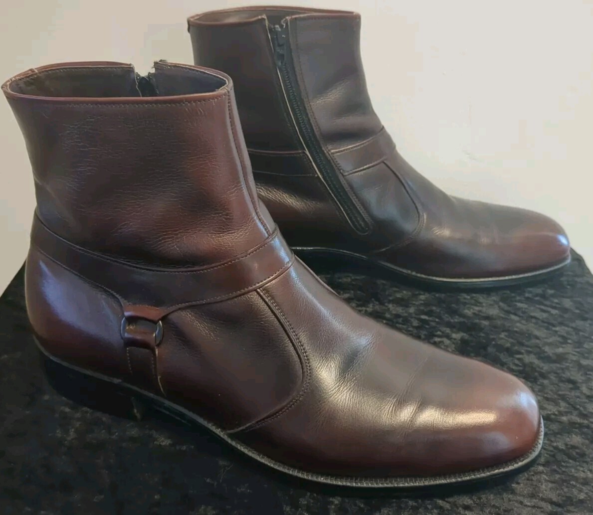 Vintage Wright Arch Preserver Men’s Boots 12 Wright Arch Preserver Vintage Leather Boots Brown Side Zip  main image 2