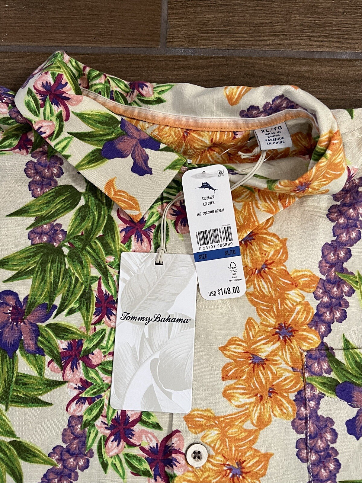 Tommy Bahama Mens 100% Silk Hawaiian Camp Shirt XL Multicolor Lei Over NWT $148
