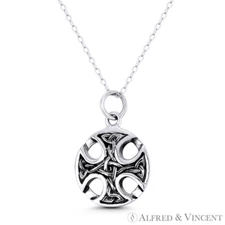 Canterbury Cross Triquetra Anglican Episcopalian Pendant in  925 Sterling Silver