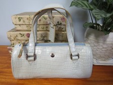 John Richmond RI2K Mini Leather Handbag Pale Blue Y2K Vintage Mock Croc Handles