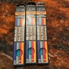 New Gosili Reusable Silicone Straws 3 Pks Of 4 (12) Standard Size