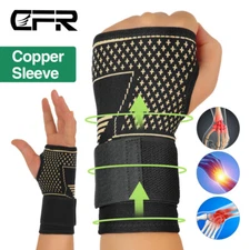 Copper Wrist Brace Hand Support Gloves Carpal Tunnel Splint RSI Sprain Pain US